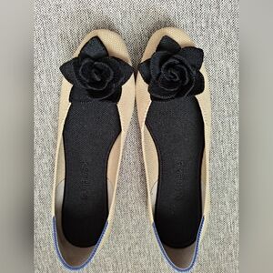 Rothy's The Petal Square Flats with Flower Details in Size 8 - Sand Soiree